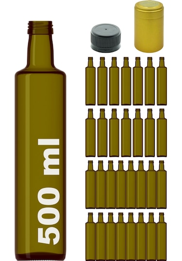 Afracam Dorika Yeşil 500 ML Cam Şişe Kapak Kapüşon 30 Adet