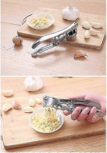 Çelik Sarımsak Presi - Zencefil Ezici - Mutfak Gereçleri - Kolay Temizlenebilir Ve Paslanmaz Sarımsak Presi, H Siyah