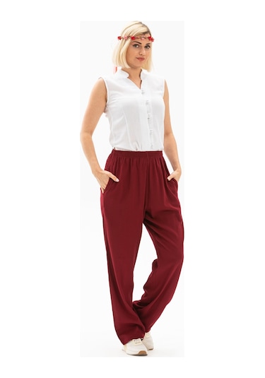 Eliş Şile Bezi Şile Bezi Unisex Şalvar Pantolon Bordo Brd Bordo