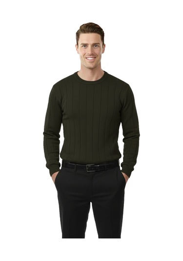 Deepsea Haki Dar Kesim Likralı Erkek Triko Kazak Bisiklet Yaka Şık Tasarım 2605433 Haki