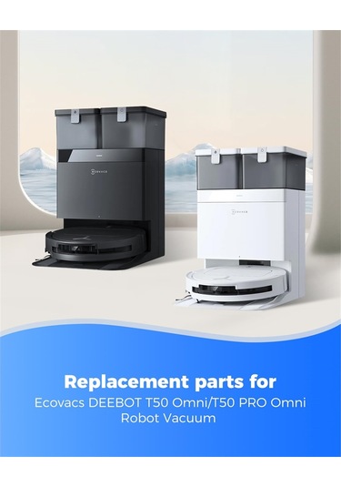 Junzhuodianpu Ecovacs Deebot T50 Omni/t50 Pro Omni Robot Süpürge Yedek Parçaları Ana Fırça, Yan Fırça, Paspas, Filtre Ve Toz Torbası Dahil.