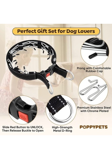 Leezsingköpekler İçin Çıkarılabilir Naylon Koruyucu Ve Hızlı Çıkarılabilir Tokalı Çatal Eğitim Tasması, Büyük Orta Küçük Köpekler İçin Ekstra Çatalla-6