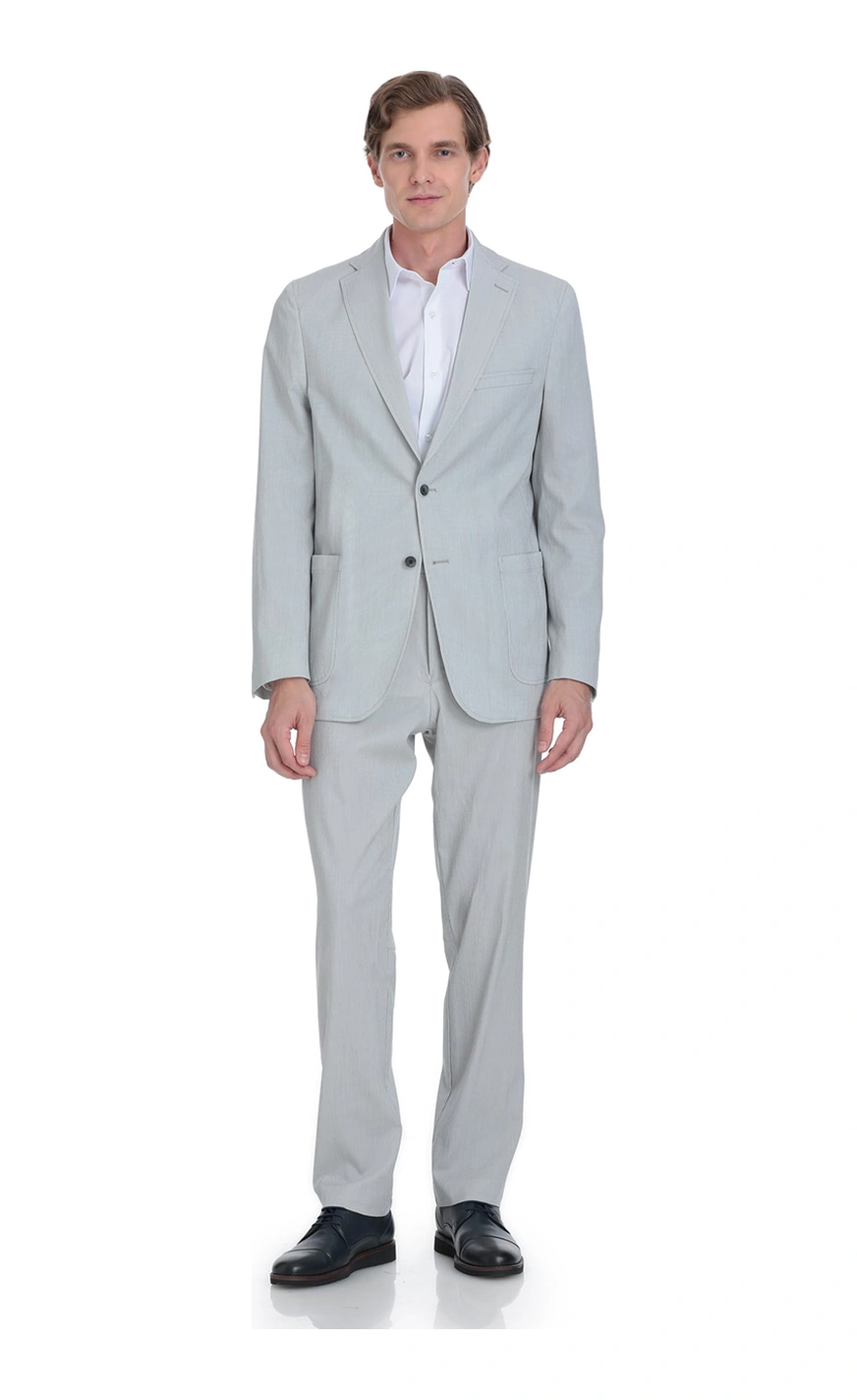 Gri Comfort Fit Mono Yaka Casual Takım Elbise Gri