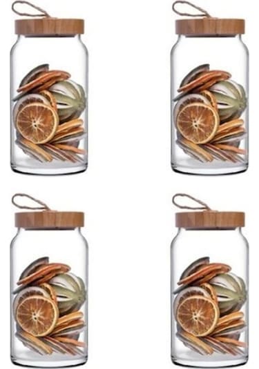 Paşabahçe 43593 Woody Bambu Kapaklı Kavanoz 4 Adet