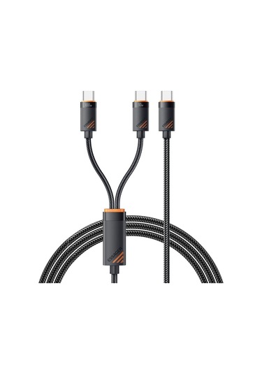 Essager 1.2 Metre 100w 2in1 Type C To 2x Type C Şarj Ve Data Kablosu, Çift Cihaz Desteği, Dayanıklı Örgülü Tasarım,