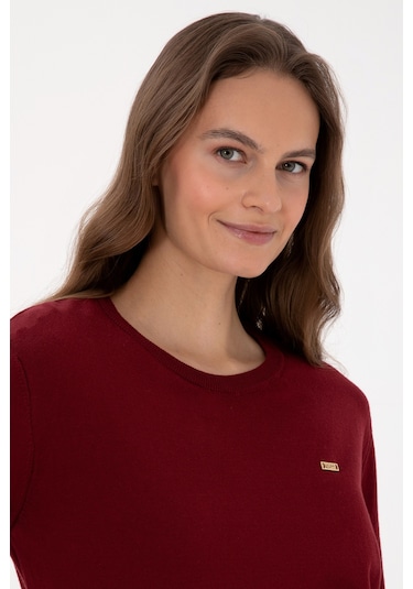 U.S. Polo Assn. Kadın Bordo Bisiklet Yaka Basic Kazak 50313579-VR014