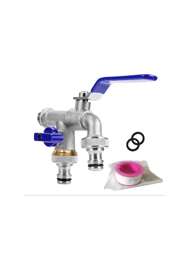 Dr 1/2'' Yüksek Kaliteli Pirinç Çift Musluk, Paslanmaya Ve Mavi