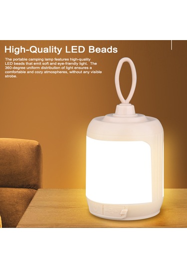 Aubyhe Taşınabilir Led Kamp Lambası, 4 Aydınlatma Modu, Usb Şarjlı, Ip65 Su Geçirmez, Bej Renk, Dışarıda Ve Evde Kullanım Bej