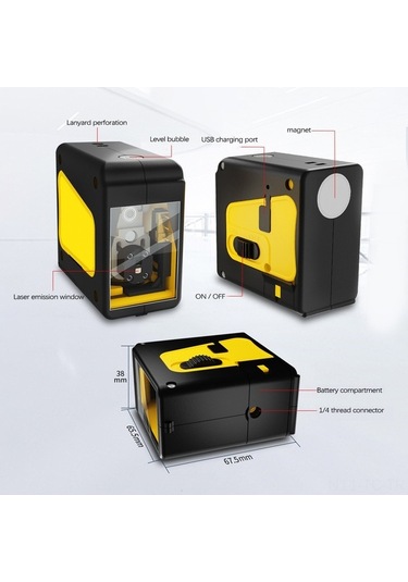 Tongxida Küçük Boyutlu Iki Çizgili Otomatik Dengeleme Lidar Seviye Aleti, Kırmızı Işık, Pil İle, Cam/kaplıca/konstrüksiyon İçi