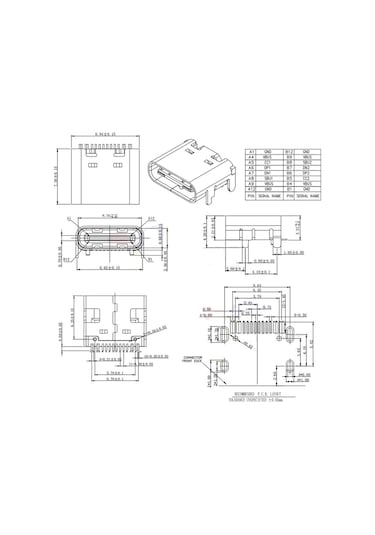Type-C Usb Soket 16 Pin Smd USB 3.1 Cep Telefonu Elektronik Cihaz