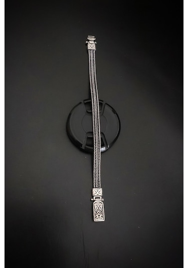 Encili Silver 925 Ayar Gümüş Özel Kilit Tasarımlı Kalın Model Erkek Bileklik Gümüş