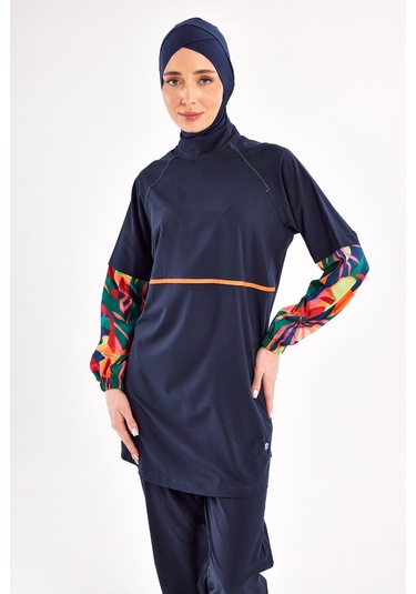 Spor Likra Tam Kapalı Tesettür Mayo Yeva 1205 Lacivert Lacivert