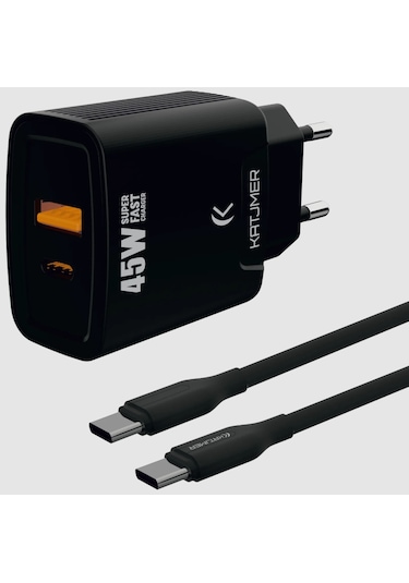 Katjmer Kj-45up-cc Usb-pd 45w Şarj Adaptörü Type-c To Type-c Kablo