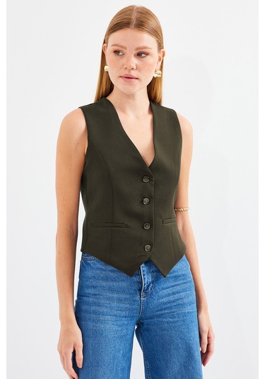 Bigdart 6796 Kısa Dokuma Yelek - Haki 001