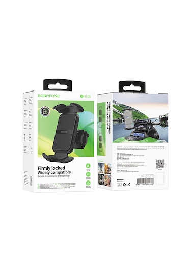 Ally Borofone Bh105 Crown Gidon Bağlantılı Bisiklet Ve Motosiklet Telefon Tutucu Siyah