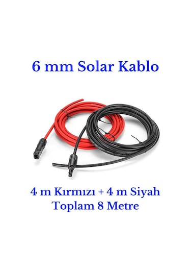 6 mm Mc4 Soketli 8 Metre (4m+4m) Güneş Paneli Solar Kablo