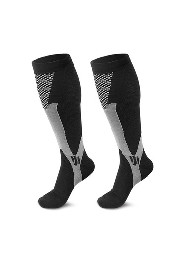 Xindoker Erkek Kadın Spor Koşu Yoga Kompresyon Çorapları, Sudoruzluk Ve Koku Engelleme, Uzun Bilek, Siyah, Esnek Ve Dayanıklı Siyah