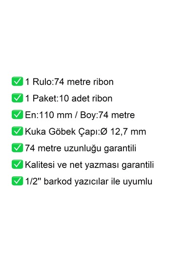 110x74 Wax Ribon En:110 Mm Boy:74 Metre 10 Adet 10