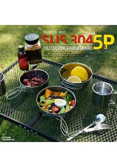 Ulzyvf Yürüyüşü Ve Suofeng Seyahat, Seti Pratik Pişirme Piknik Paslanmaz Parça Mutfak Kamp İçin Gümüş Ekipmanları Doğa Çelik 5 - Sa Gümüş Gümüş