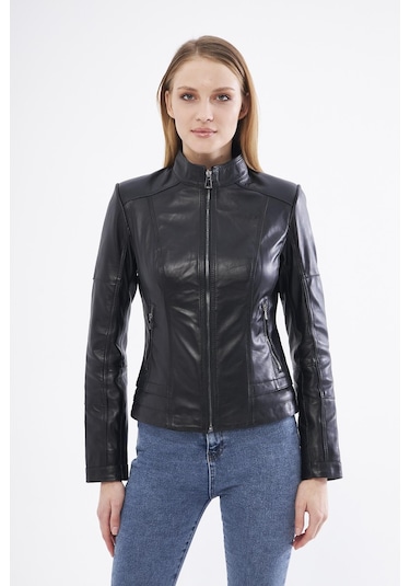 Derinss Dka2325 Hakiki Deri Kadın Siyah Mont 001