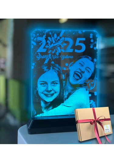 Yılbaşı Hediyesi Kişiye Özel Resimli Dikdörtgen 3d Led Gece Lamba