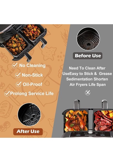 Maiyame Ninja Foodi Dz201 İçin Yeniden Kullanılabilir Silikon Bezeler - 8 Quart, Anti Yapışkan, 2 Adet Seti Siyah