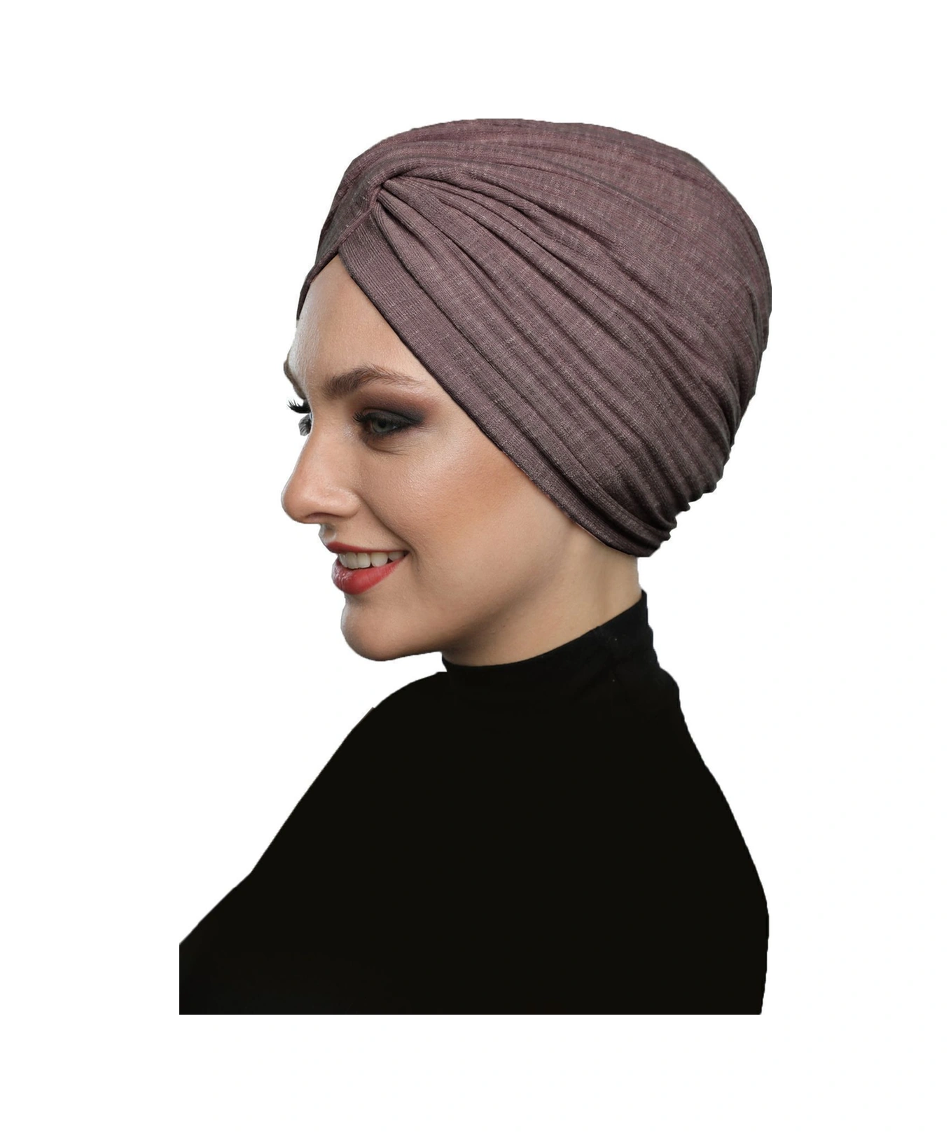 Çapraz Penye Astarlı Ekinezya Rengi Hazır Türban Tesettür Havuz Bonesi Ekinezya