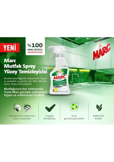 Marc Mutfak Temizleyici Yağ Çözücü Limon Kokulu Sprey 750 ML