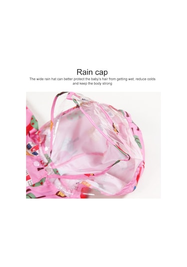 Siamese Desenli İnce Kesit Kapşonlu Çocuk Yağmurluk Pembe