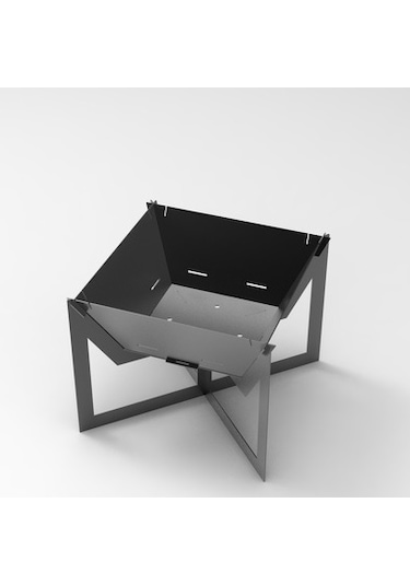 Portatif Ateş Çukuru Kademeli Izgaralı Ve Ayaklı Bahçeniz İçin De Siyah