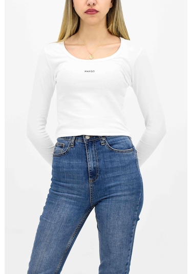 Baskılı Uzun Kollu Tişört - Beyaz Beyaz