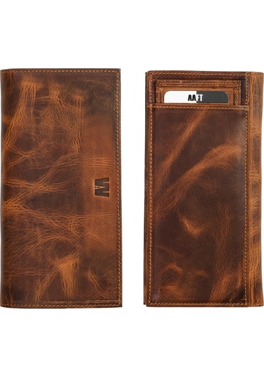 Mft Leather Hakiki Deri Kartlıklı Unisex Cüzdan Lilyum 7286 Crazy Taba