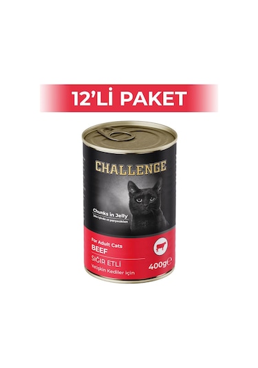 Challenge Sığır Etli Yetişkin Kedi Konservesi 12 x 400 G