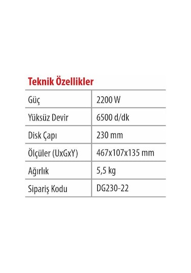 DG-230-22 BÜYÜK TAŞLAMA 2200 W