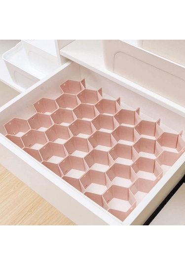 Homyl Petek Dolap Çorap İç Çamaşır Çekmece Bölücü Pembe Pembe