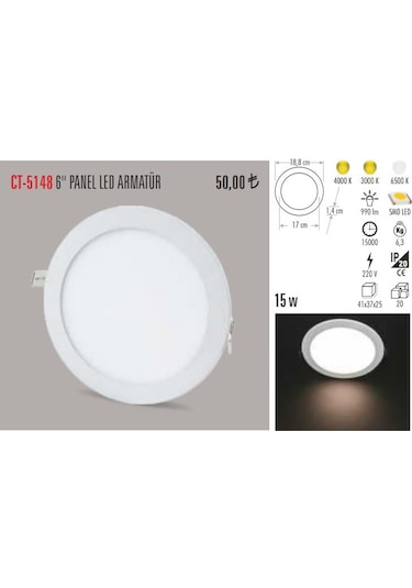 Cata Ct-5148 10 Adet 15w Slim Led Panel Alüminyum - Gün Işığı
