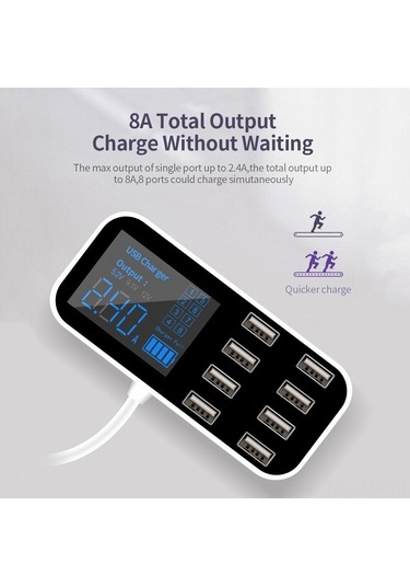 Novahub 8 Portlu Hızlı Şarj Usb Araç Şarj Cihazı - Led Ekranlı, 8a Çıkış, Akıllı Cihazlar İçin Hızlı Şarj