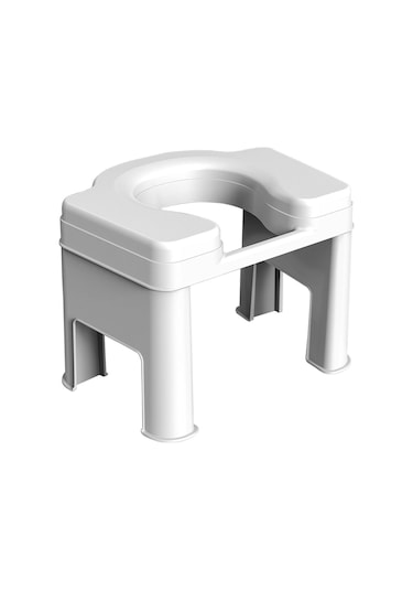Suntek Tuvalet Taburesi Taşınabilir Kaymaz Kompakt 26,5cm-beyaz