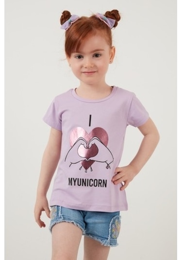 Lela Baskılı Bisiklet Yaka Pamuklu Kız Çocuk T Shirt 6211027 Lila Lela Baskılı Bisiklet Yaka Pamuklu Kız Çocuk T Shirt 6211027 Lila