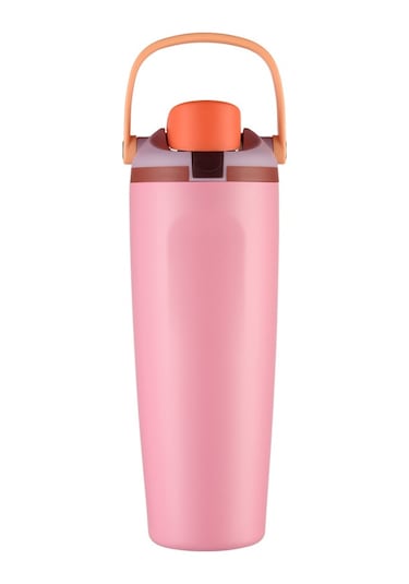 Taşınabilir Zıplama Termos Bardağı, Kilitli Tokalı, Çift İçme Spor Su Bardağı Pembe