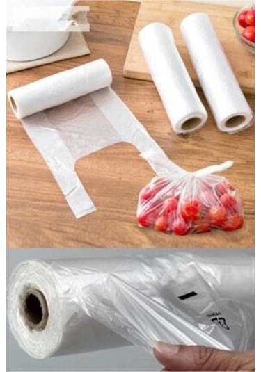 1000 Adet Rulo Market Manav Poşeti Orta Boy Meyve Sebze Bakkaliye Poşeti Şeffaf Rulo Poşet