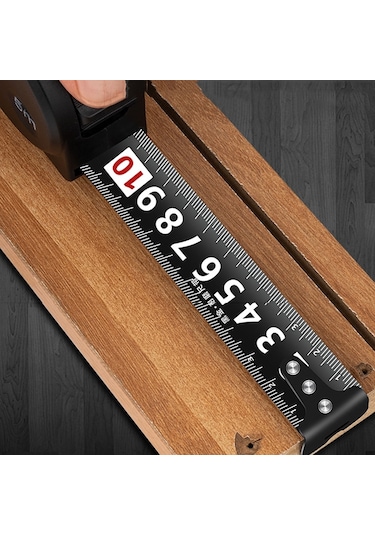 Dong Gsheng Yüksek Hassasiyetli Ev Kullanımı Çelik Yardımcı Terazi Kalınlaştırılmış Ölçüm Bandı, Model: Siyah Kabuk Beyaz Buzlu 10m X 25mm