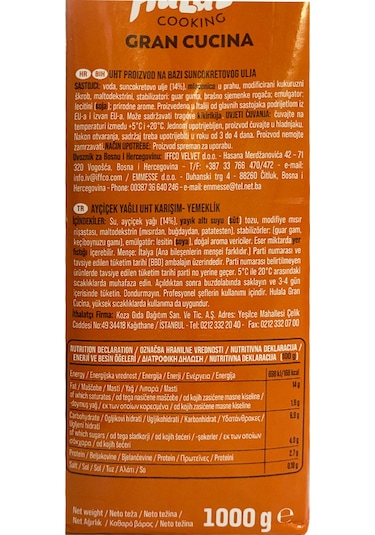 Hulala Bitkisel Krema Gran Cucina 1 Lt