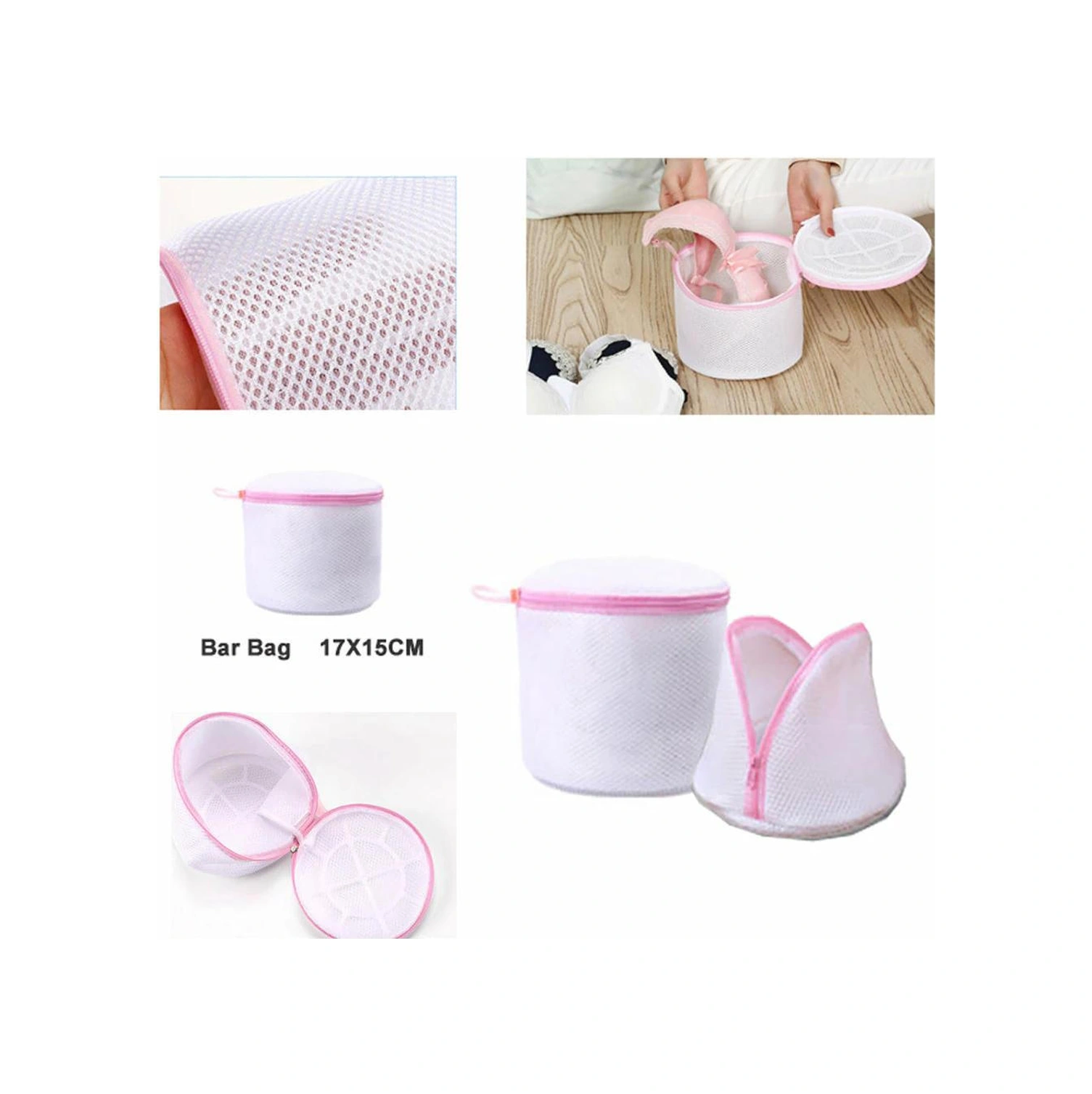 Youmex 6'lı Çamaşır Torba Seti - İnce Kıyafetler İçin Açık Dokulu, Farklı Boyutlar S-m-l-xl + 2 Bar Torba - Yıkama Esnasında Korumak Ve Dürtülmeyi Önlemek Pembe