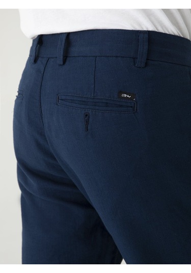 Ltb Düz Paça Keten Görünümlü Lacivert Pantolon 012254702625008 301 Lacivert