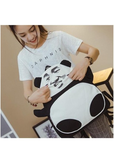 Trendy Erkek Çanta Yaratıcı Kişilik Altın Komik Sırt Çantası Panda Omuz Çantası Jacky Cheung İfadesi