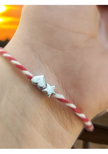 Marteniçka Kalp Ve Yıldız Gri Şans Bileklik Seti 2 Adet Çok Renkli