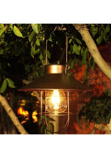 Bahçe Dekorasyonu İçin Retro Güneş Feneri Açık Işık Vintage Güneş Lambası W/tungsten Ampul Süsleme B