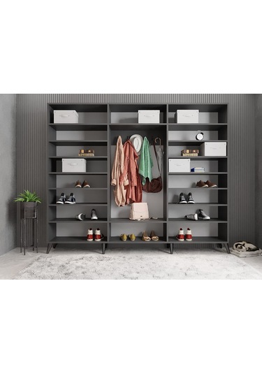 Meridyen Membran 6 Kapaklı Portmanto Montaj Dahil Füme Beyaz 240