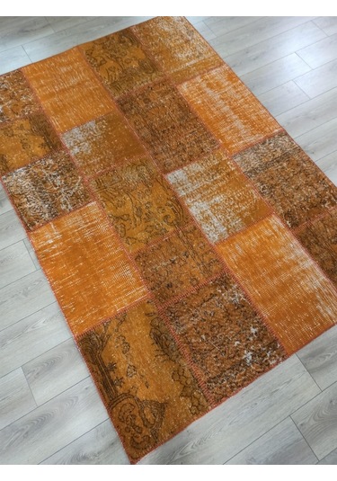 Çam Halı Pw725 Turuncu El Dokuma Patchwork Yün Halı - 160x230